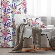 Pembe-mor Çiçek Desenli Fon Perde Evim548 Kumaşı Kalındır Duck Bezi Değildir- Mavi-beyaz