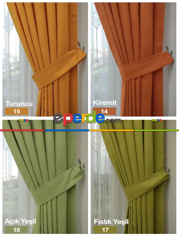 Düz Fon Perde 35 Renk Kadifemsi İpek Gibi Yumuşak Gramajı Yüksek Dökümlü- Çok Renkli