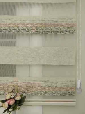 Krem - Kahverenk Geçişli Zebra Perde 2021 Elit(kalın Kumaş)- Krem-kahve