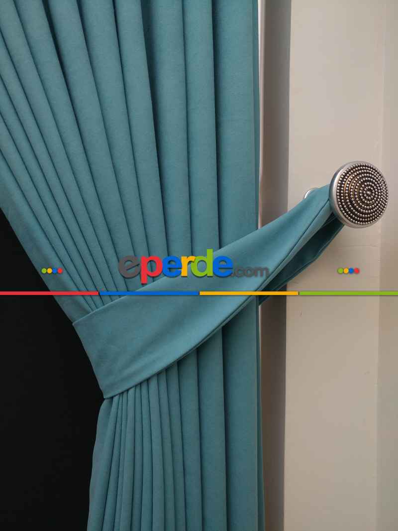 Düz Renk Dökümlü Fon Perde (150)- Mavi