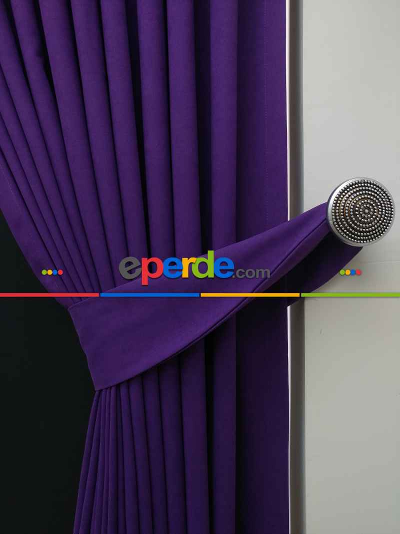 Düz Renk Dökümlü Fon Perde (150)- Mor
