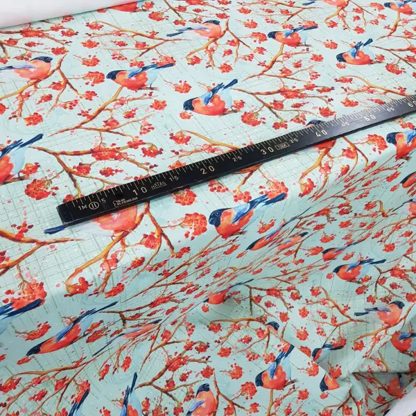 Mutfak Perdesi Kanat Fon Perde Kuş Desenli- Beyaz