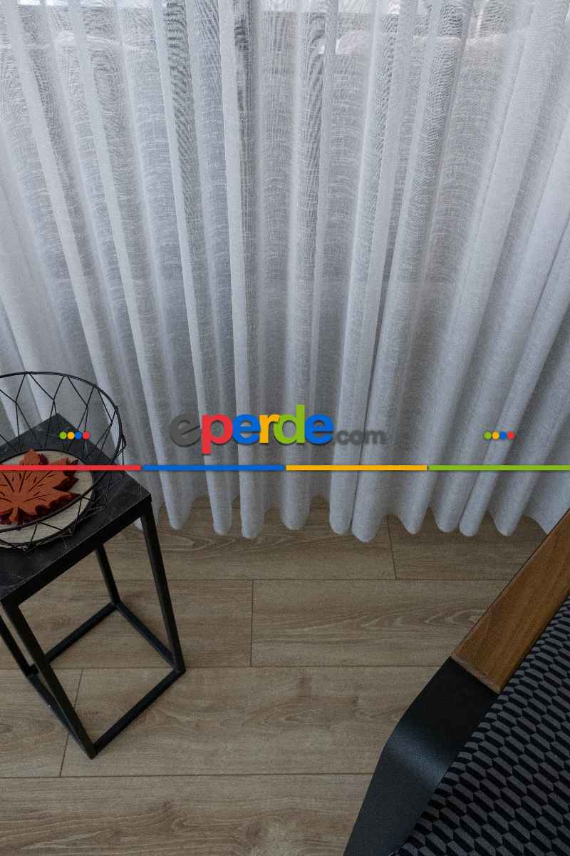 Oturma Odası - Naturel Keten Tül - Ekru - Kurşunlu Tül