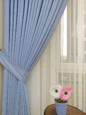 Mavi Düz Sade Fon Perde Dökümlü (  Dökümlü Fon )- Mavi Açık