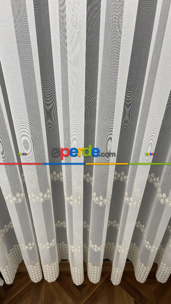 Oturma Odası - Premium Seri Trend Perde Modelleri 2023-kabartma Atlas İplikle Nakışlı İşleme Tül Perde 02