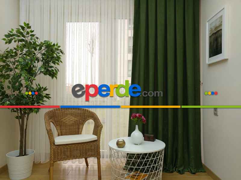 Soft Çimen Yeşili Fon Perde (180)- Yeşil Koyu Yeşil