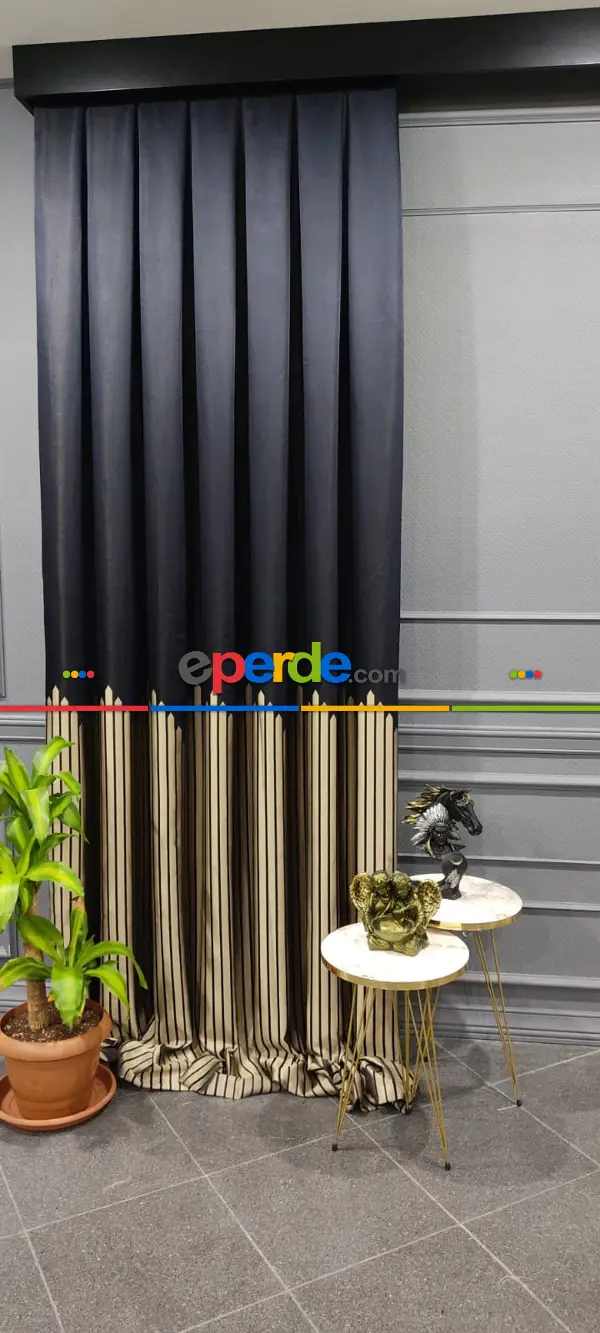 Salon Fon Perde - Lacivert Gold Dokuma Fon Perde, Adet Fiyatıdır, İstediğiniz Boy Ölçüsünde Dikilir, Eni 50 İla 100cm Arası Seçenekler, Sık Piledir 50cm X 1cm 