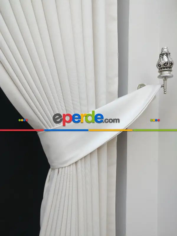 Yatak Odası - Düz Renk Dökümlü Fon Perde (180)- Beyaz