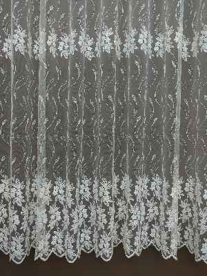 Brode İşlemeli Tül Perde Çiçek Desen 400x185- Ekru