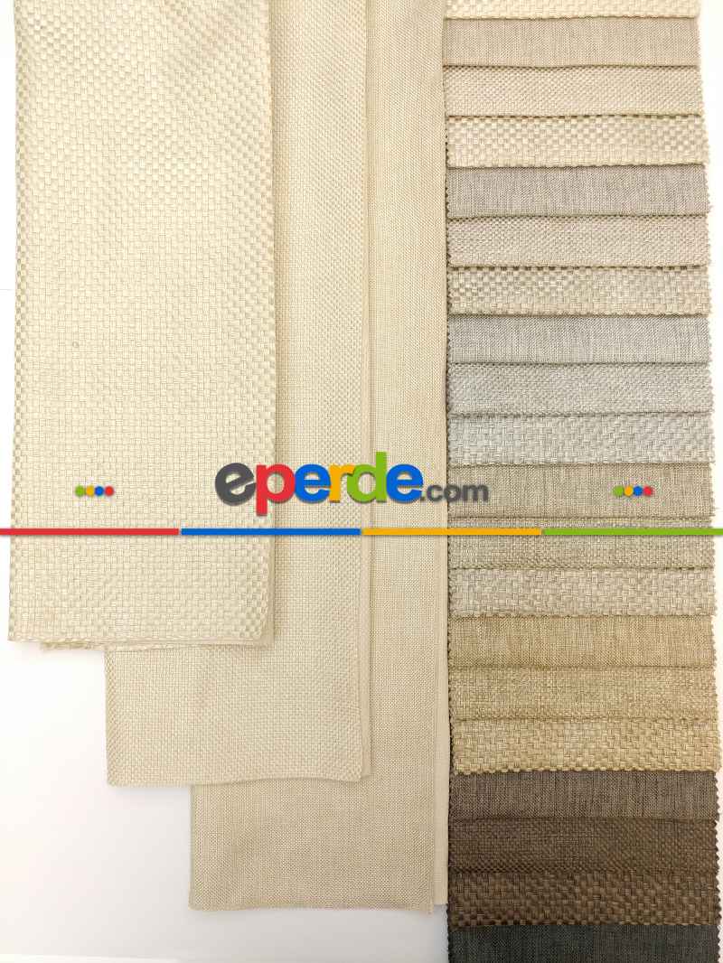 Salon Perdesi - Keten Hasır Düz Fon Perde Dökümlü Birinci Kalite 300cm Geniş En Daha Hesaplı- Krem