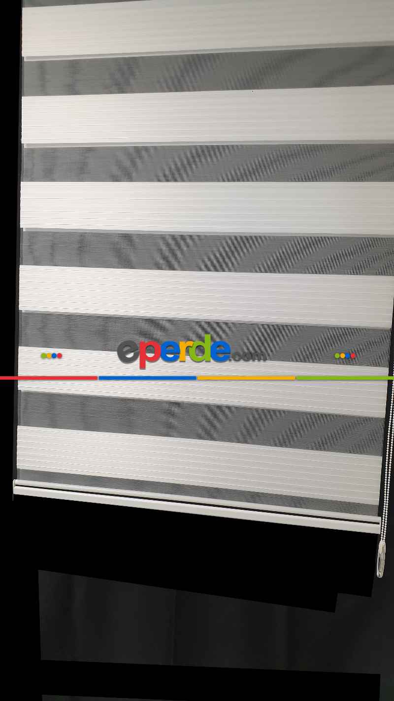 Brillant Beyaz/krem Boncuklu Boncuksuz Zebra Perde- Beyaz