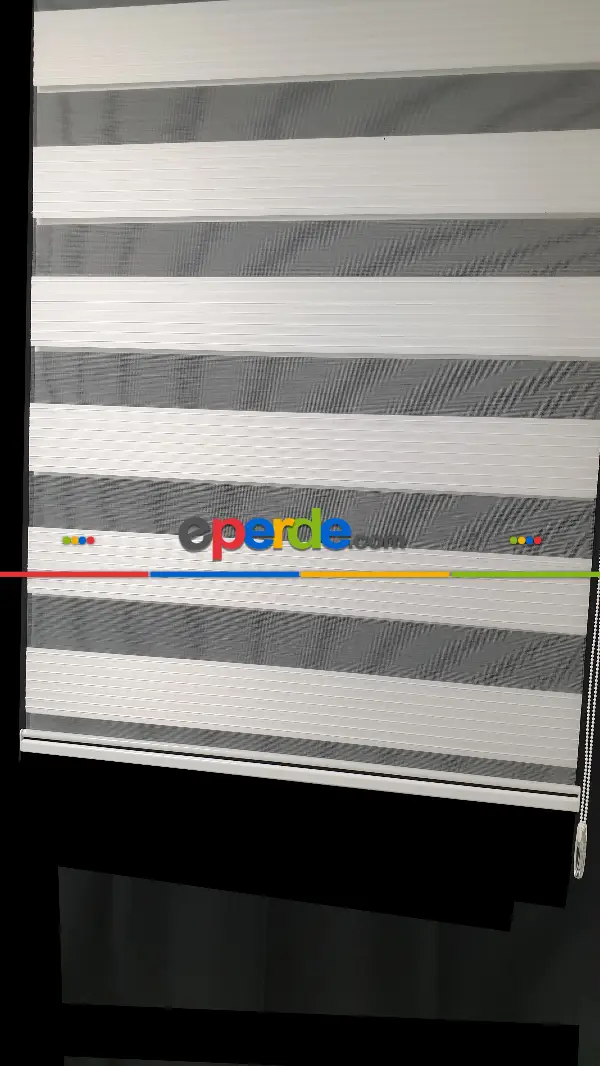 Brillant Beyaz/krem Boncuklu Boncuksuz Zebra Perde- Beyaz