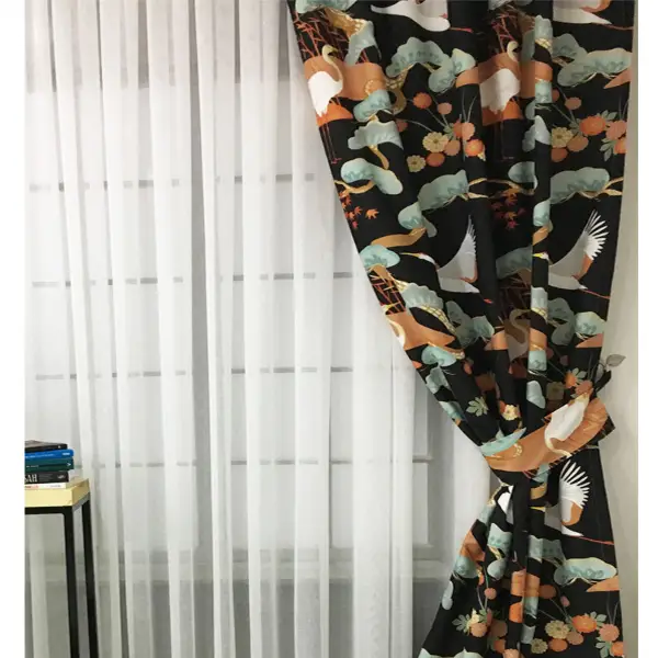 Turna Desenli Fon Perde Evm221- Kumaşı Kalındır Duck Bezi Değildir- Çok Renkli