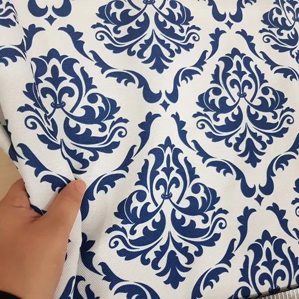 Salon - Etnik Desenli Fon Perde K415-2 Kumaşı Kalındır Duck Bezi Değildir- Mavi