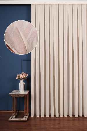 Krep Krem Düz Tül Perde