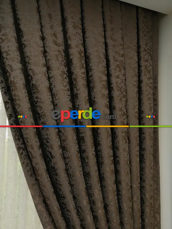 Açık Kahve Duz Jakar Fon Perde (150)- Kahve Açık