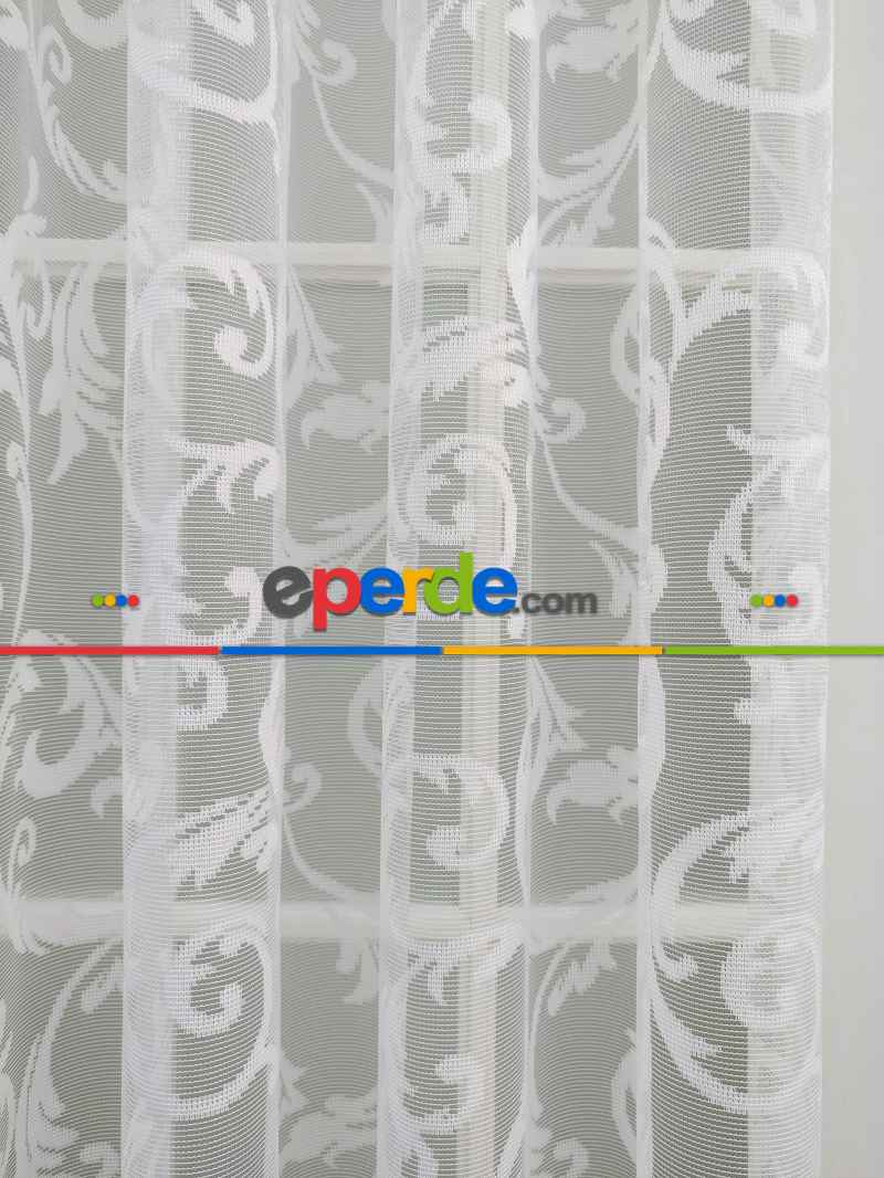 Oturma Odası - Sarmaşık Desenli Tül Perde- Ekru