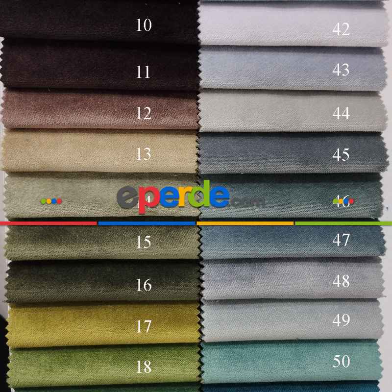 Kadife Dokuma Yarı Mat Kadife Renkli Fon Perde Çok Renkli - Dar Enli Kalın Kadife Perde