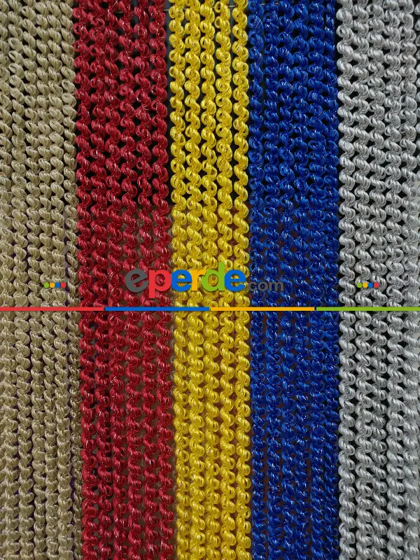 Sarı Rengi İp Perde Duble Bukle Serisi- Sarı-gümüş