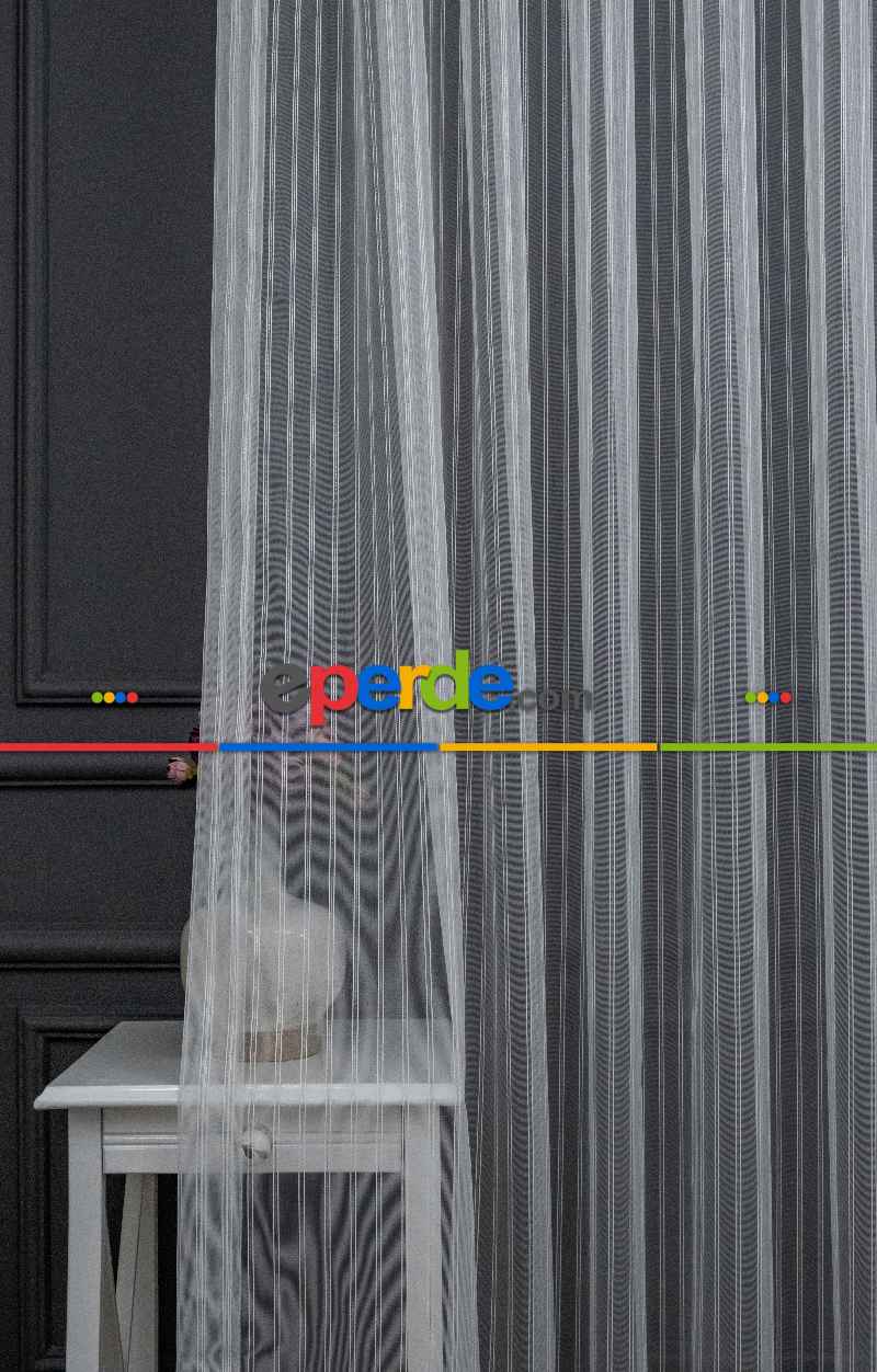 Brillant Gümüş Sim Çizgi Armür Tül Çizgili Tül