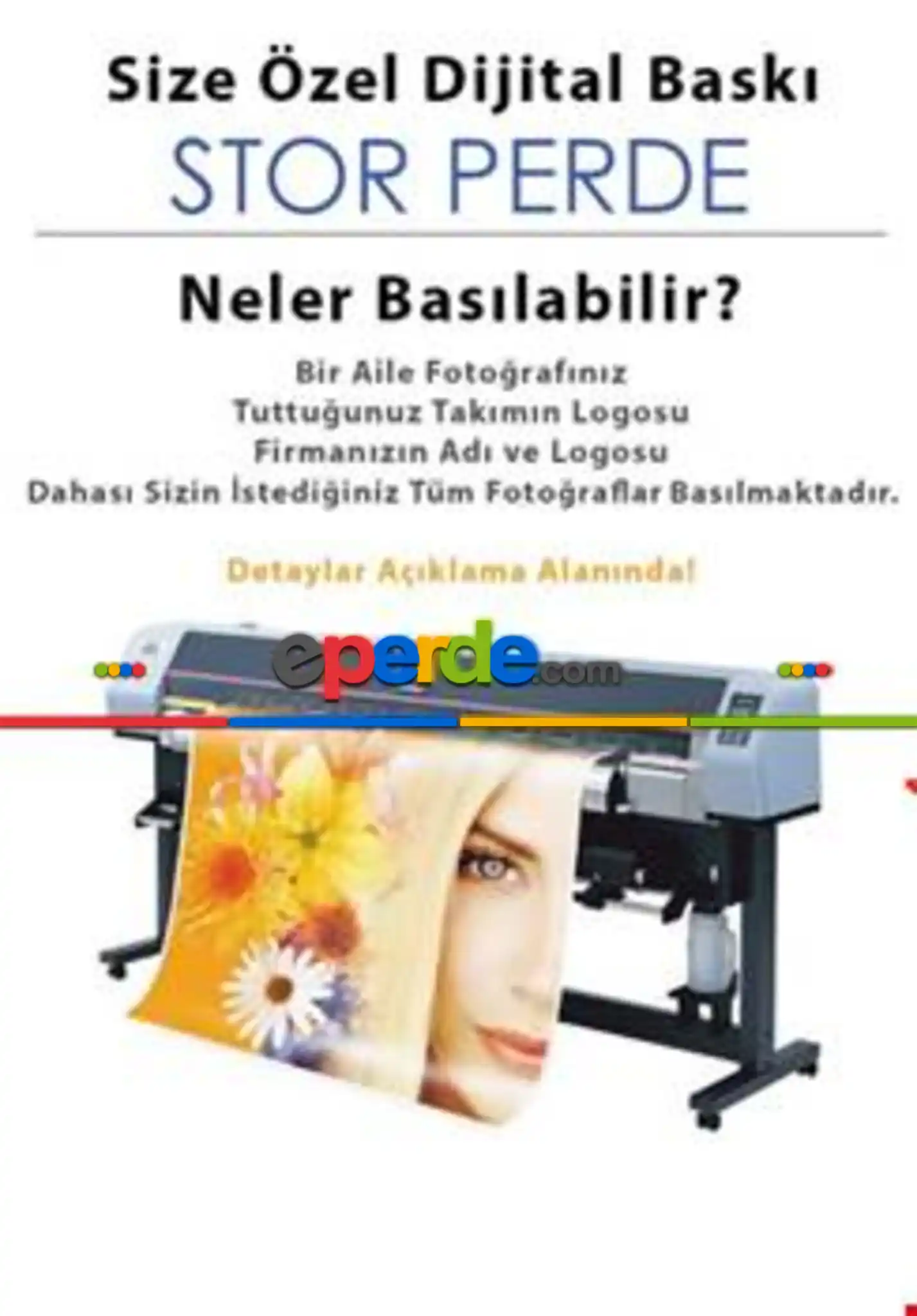 Kişiye Özel Dijital Baskılı Stor Perde- Beyaz