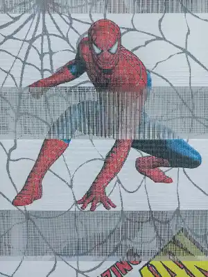 Zebra Perde- Dijital Spıderman Örümcek Adam Baskılı Zebra Perde- Mavi-kırmızı-sarı