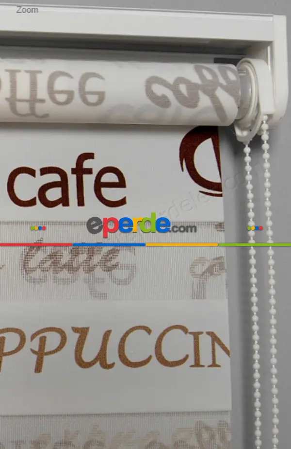 Baskılı Kahve Kapiçino Zebra Perde- Beyaz-kahve-sütlü Kahve