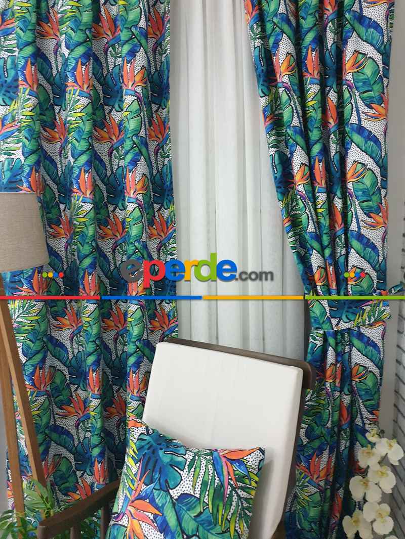 Mutfak Fon Perde Baskılı- Siyah