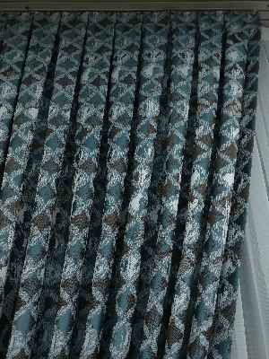 Turkuaz Desenli Jakar Fon Perde (180)- Petrol Mavisi