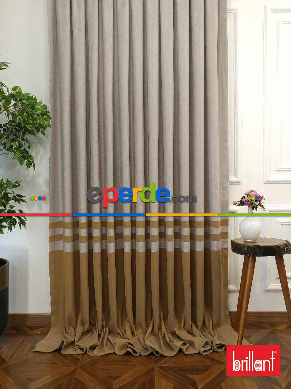 Brillant Süet Pano Fon Perde 180cm Yeni Sezon- Açık Camel