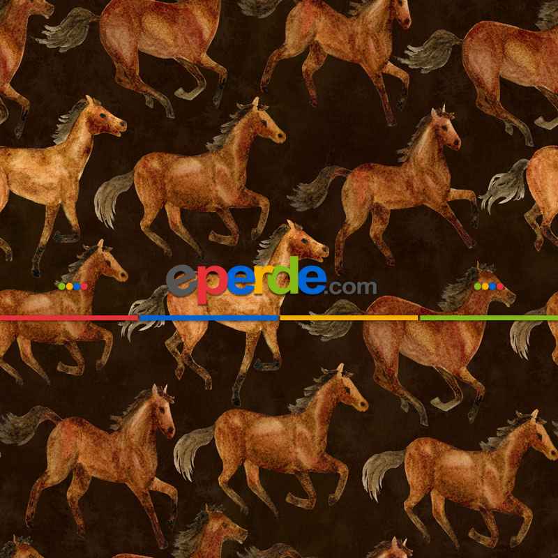 At Desenli Fon Perde Evm792 Kumaşı Kalındır Duck Bezi Değildir- Kahve