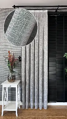 Bebek Odası Tül Perde - Açık Gri Keten Düz Tül Perde - Premium Serisidir, Eteği Kurşunlu Tül