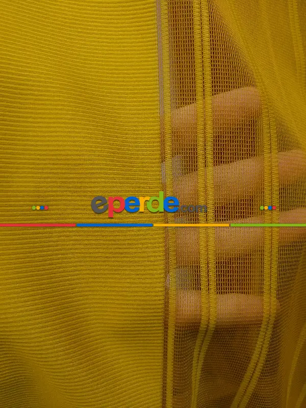 Lens Akıllı Dikey Tül Perde 115- Beyaz-kiremit Rengi-hardal