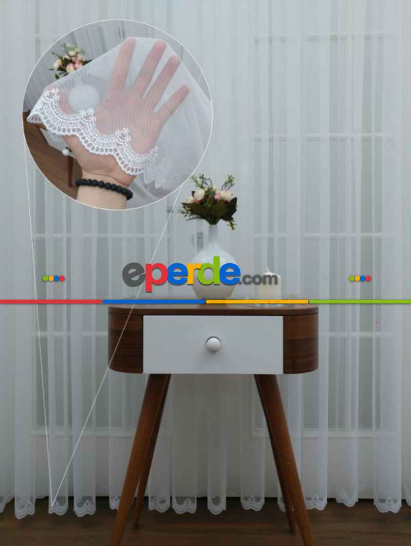 Yatak Odası - Grek Etek Ucu Nakışlı Modern Tül Perde