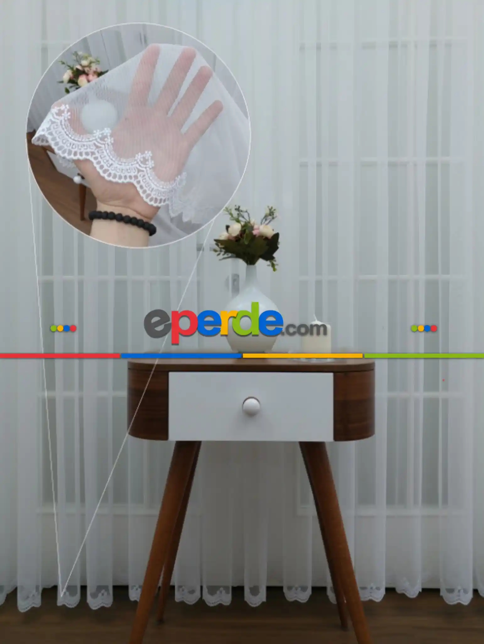 Mutfak - Grek Etek Ucu Nakışlı Modern Tül Perde