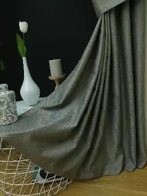 Salon Perdesi - Natural Grimsi Desenli Jakar Fon Perde (geniş En:280 Kumaş)- Gri Açık
