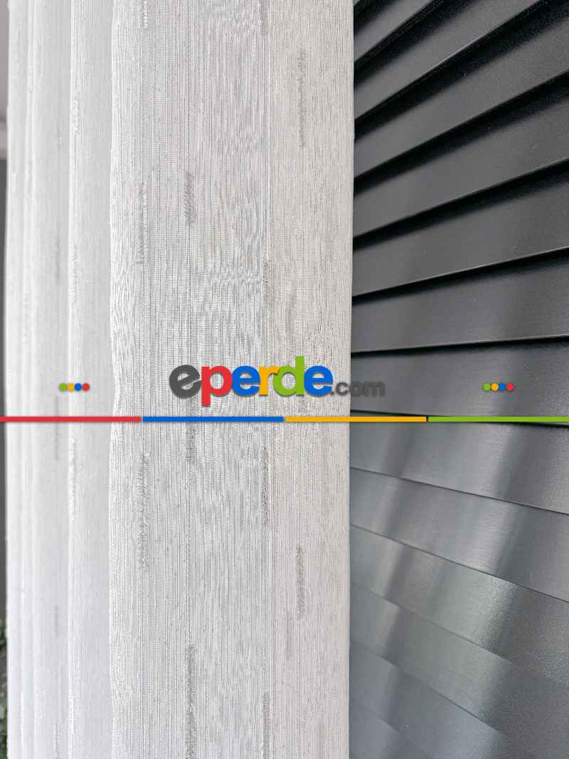 Mutfak Sakallı Şantuk Tül Perde - Gümüş Simli Ekru Zemin - Ürün Videosu Açıklamada Vardır