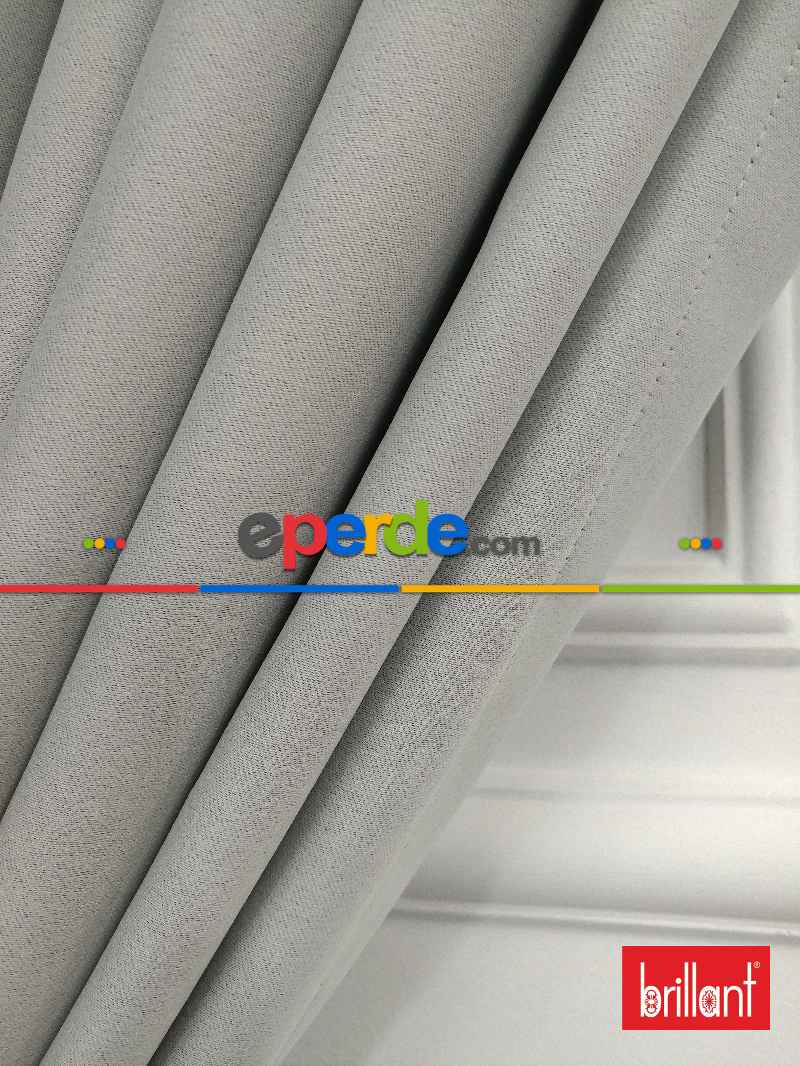 %90 Brillant Karartma Blackout Açık Gri Renk Fon Perde- Gri Açık