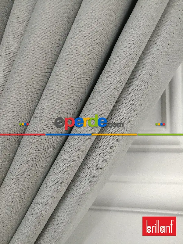 Yatak Odası - Brillant Karartma Blackout Açık Gri Renk Fon Perde- Gri Açık