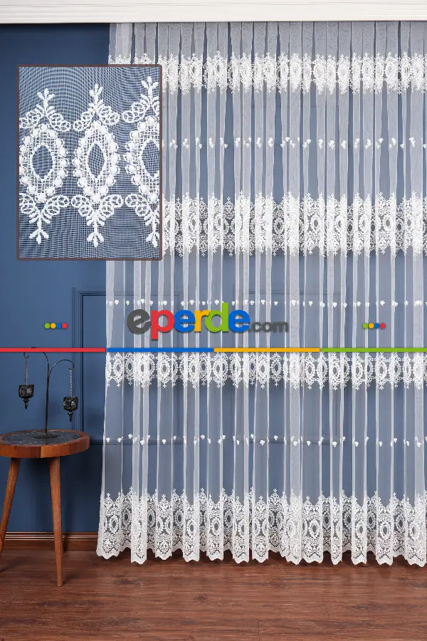 Salon Tül Modelleri - Elit Brode İşlemeli Tül Perde Özel Seri 105