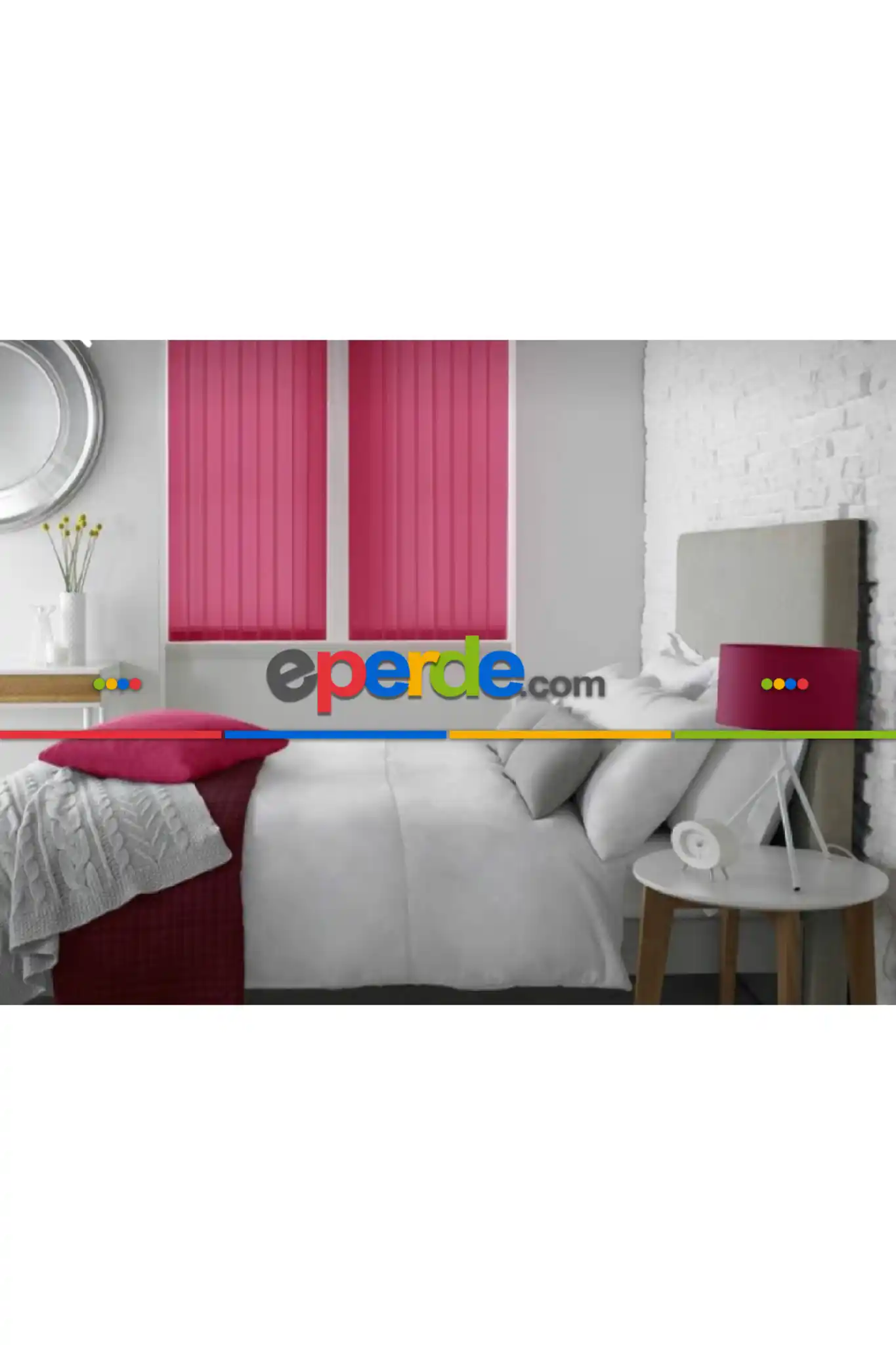 Pembe Dikey Kumaş Perde