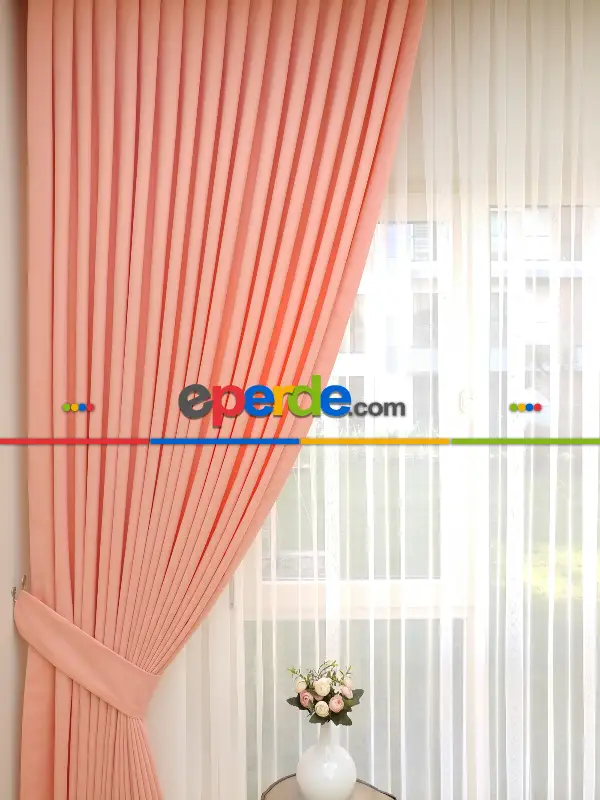 Salon Fon - Yavru Ağzı- Düz Fon Perde (  Dökümlü Fon Perde)- Yavru Ağzı