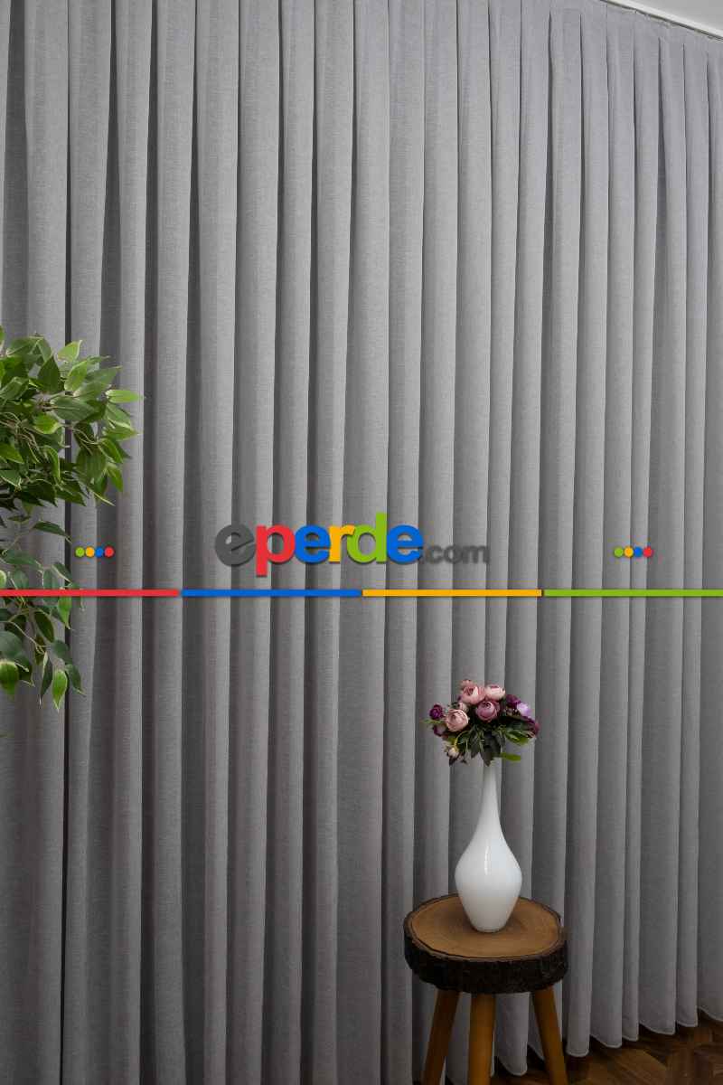 Natural Keten Tül Perde Gri - Kurşunlu Tül