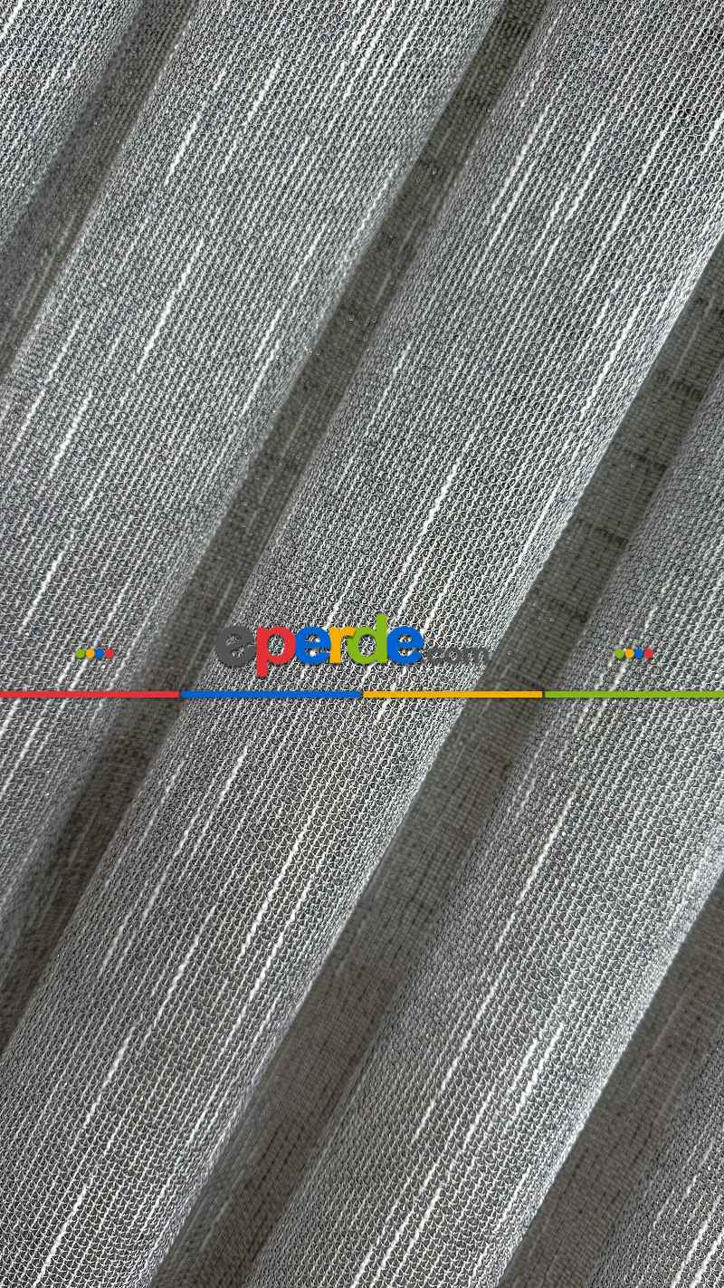 Mutfak Gri Şantuk Keten Tül Perde - Hafif Gümüş Simli - Ağır Gramajlı Premium