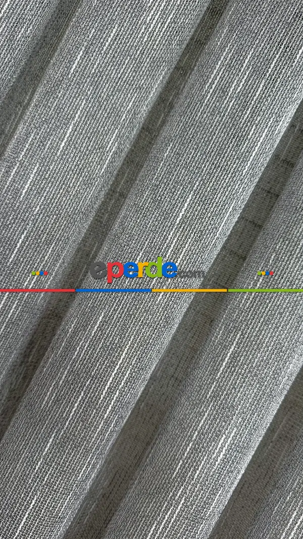 Mutfak Gri Şantuk Keten Tül Perde - Hafif Gümüş Simli - Ağır Gramajlı Premium