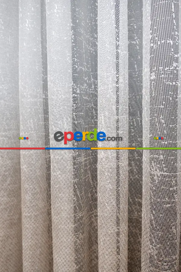 Modern Bej Rengi Degrade Geçişli Tül - Örme Dantel Tül