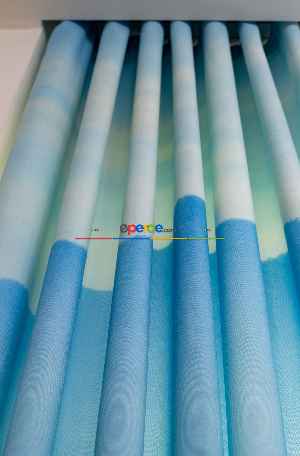 Hazır Ölçülü Dökümlü Kumaştan Mavi Dağ Manzaralı Baskılı Pilesiz Fon Perde 1. Kalite