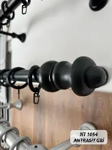 Antrasit Gri Raylı Veya Raysız Plastik Halkalı Rustik Perde Askısı