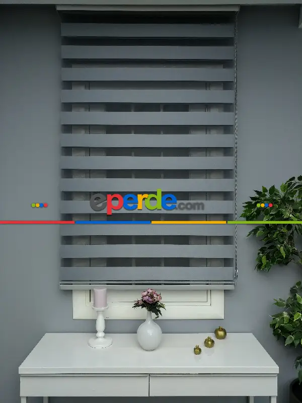 Antrasit Zebra Perde - Düz Zebra Perde