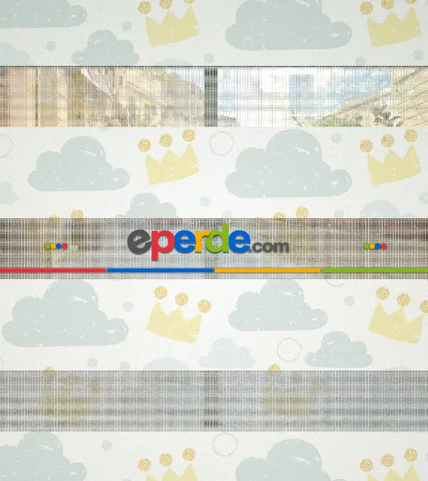 Bulut Desenli Baskılı Zebra Perde- Çok Renkli